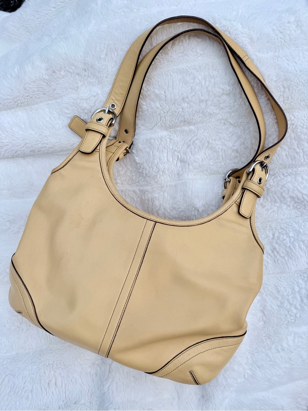 Coach Pebble Leather Shoulder Bag in Mustard